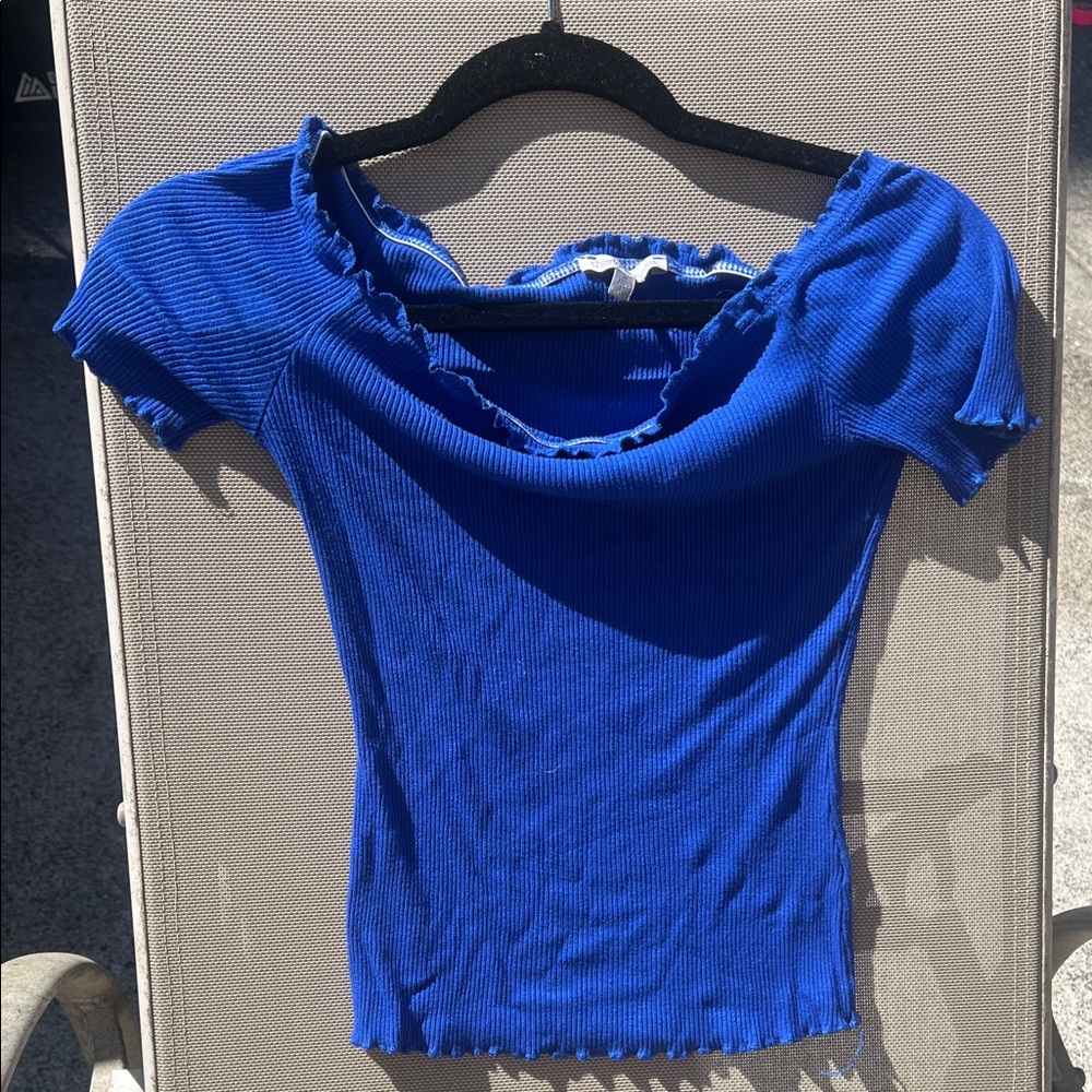 Charlotte Russe Royal Blue Ribbed Blouse